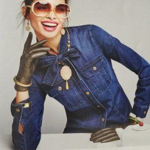 NEW Cabi Waterfront Shirt 3290, Medium, Boyfriend, Button Up, Dark Wash, Tie